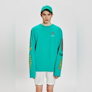 Vinyls Pink Panther Men's Turquoise Graphic Long Sleeve Tee Size Large